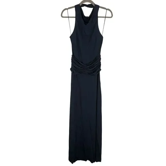 Solid & Striped The Bobby Maxi Dress Halter Neck Ruched Formal Vacation Navy MD